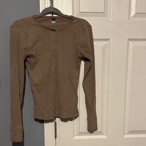 Old Navy Brown Ribbed Long Sleeve Top